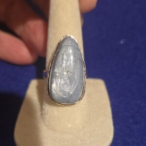 Elegant Silver and Blue Kyanite Stone Ring